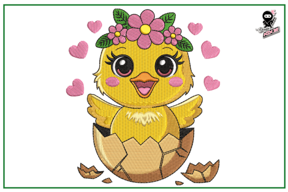 Chick in Egg Embroidery Design